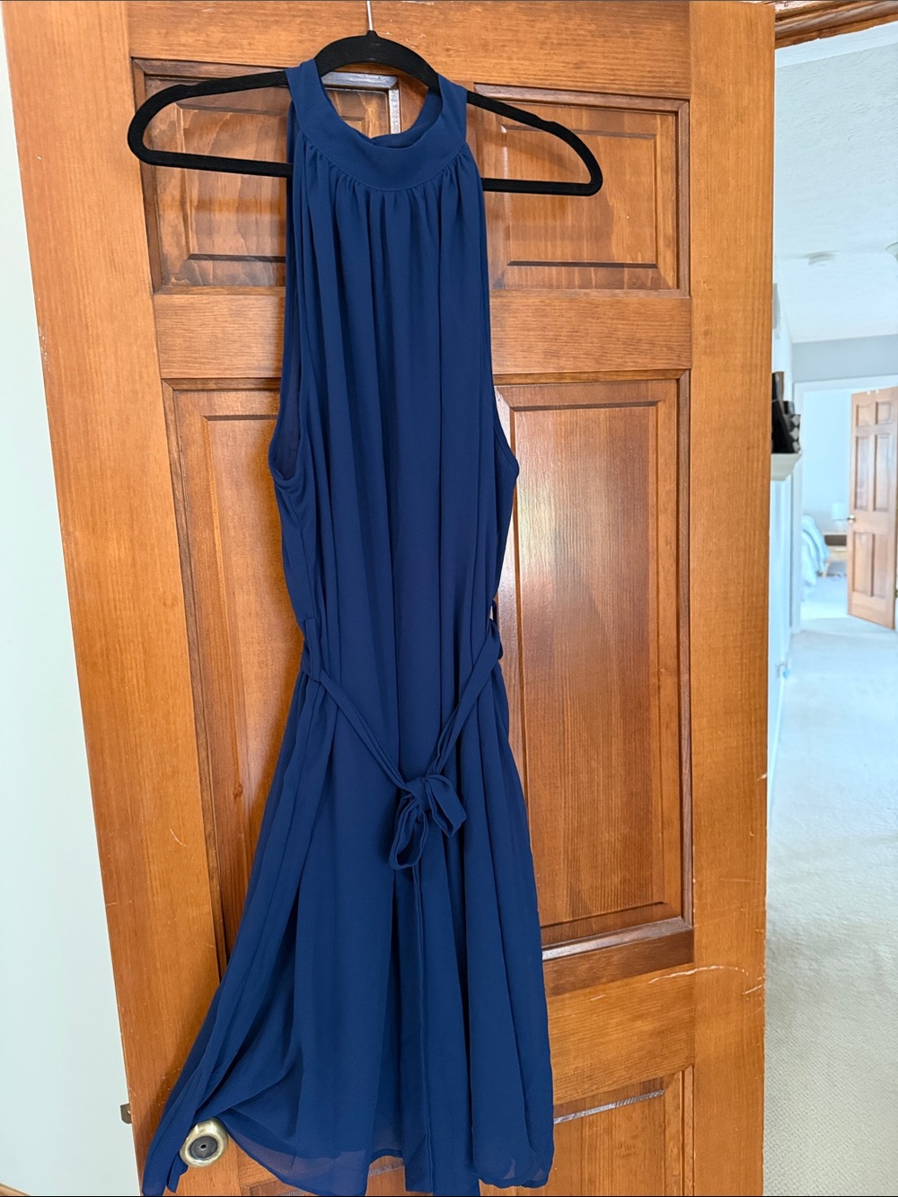 Navy Halter Tie-Waist Dress